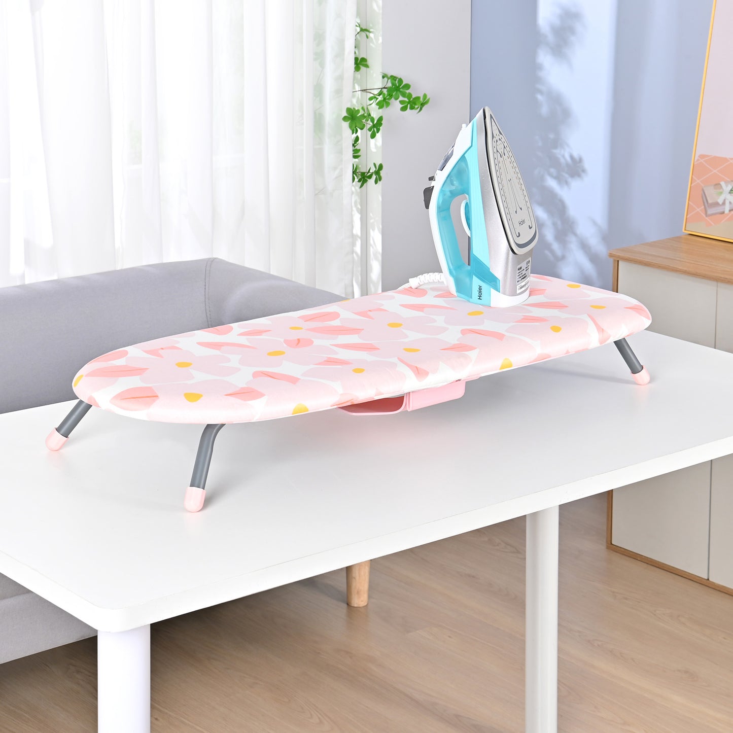KK KINGRACK Ironing Board, Small Tabletop Ironing Board with Iron Holder, Foldable&Space-Saving, Pink (P1232D5-16P)