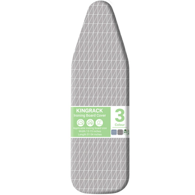 KINGRACK Ironing Board Cover with Spring Toggle, Heat Resistant, Elasticized Edge 13"x43", Printed Blue Brushstrokes, 1343-1616-Gray