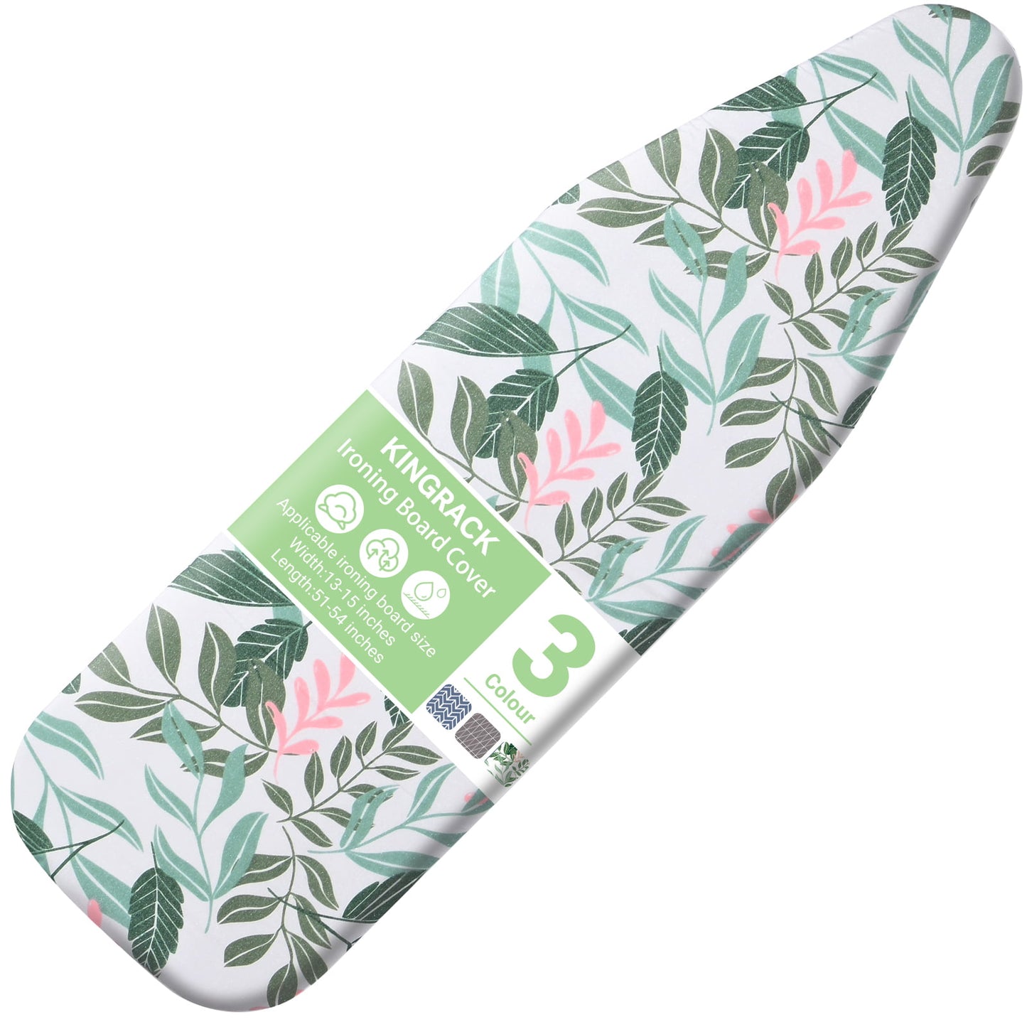 KINGRACK Ironing Board Cover with Spring Toggle, Heat Resistant, Elasticized Edge 15"x54", Printed Blue Brushstrokes, 1554-1999-Green