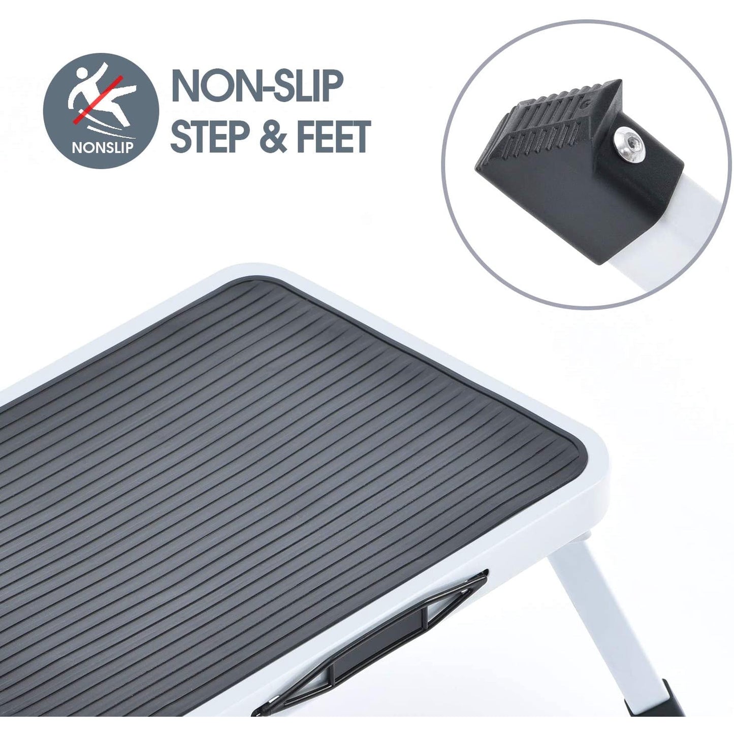 Kingrack Folding Step Stool for Adults, Non-Slip One Step Ladder, Collapsible Stool, Lightweight Foot Stool Up to 330 lbs