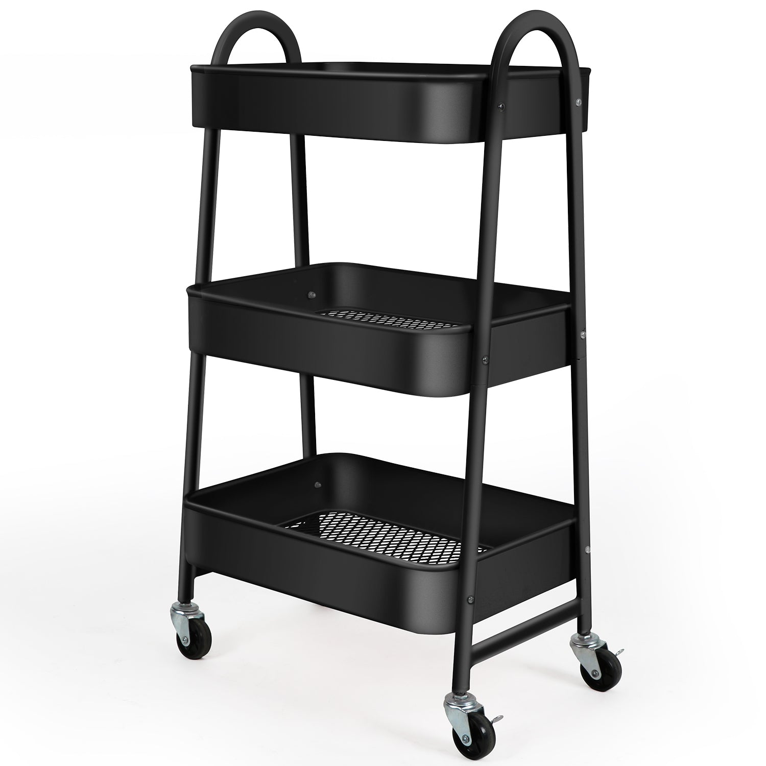 KINGRACK 3-Tier Storage Rolling Cart, Metal Utility Cart with