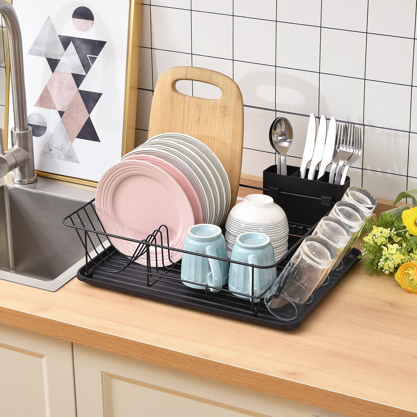 Kingrack Dish Rack, Large Capacity Dish Drainer-Black,WK810338-1
