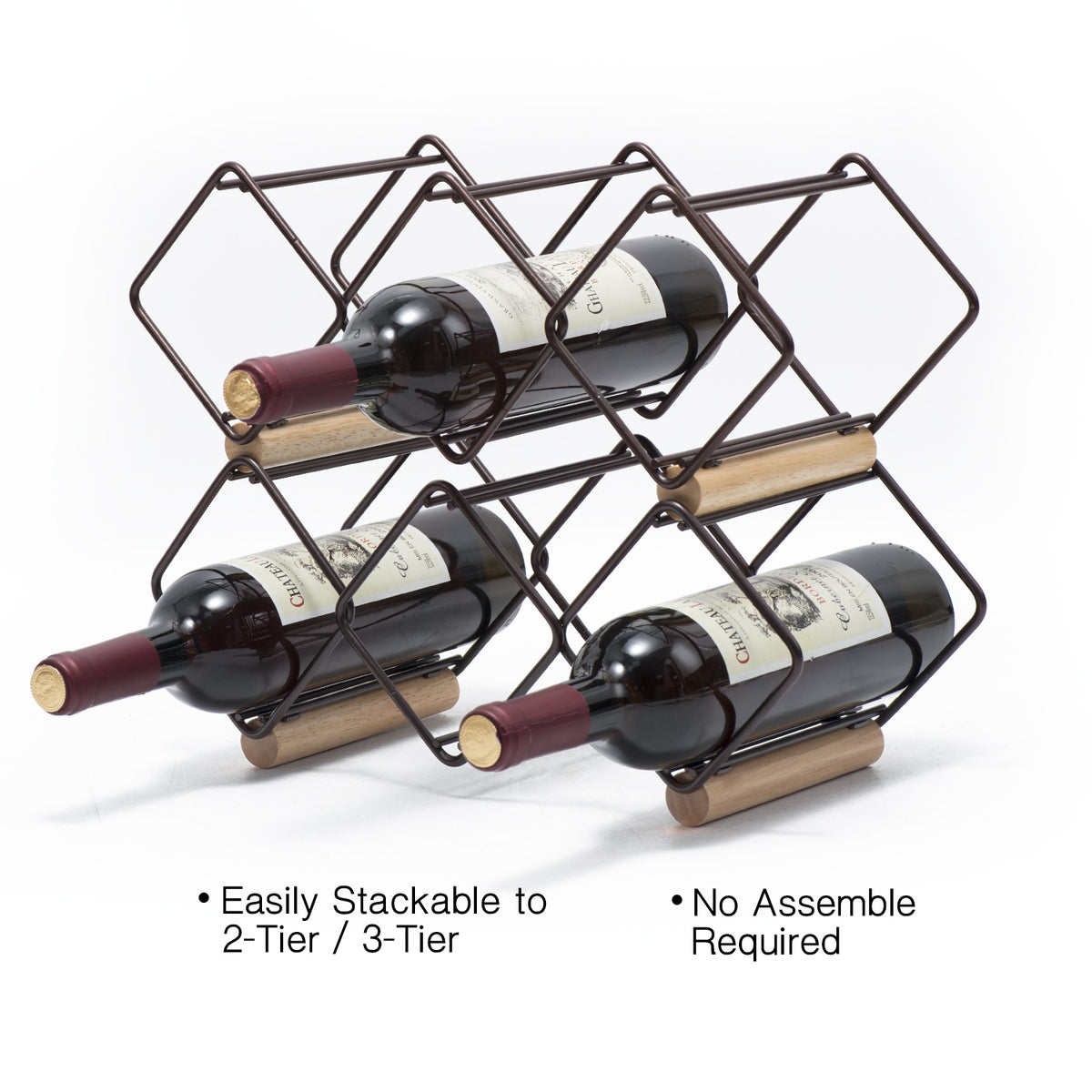 Tabletop Wine Rack, Bottle Wine Holder Storage Stand, Set of