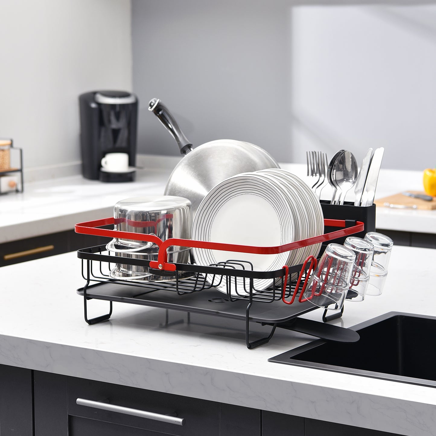 Kingrack Dish Rack for Kitchen, Dish Drying Rack with Cutlery Holder,WK810477