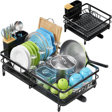 KK KINGRACK Dish Drying Rack, Expandable Dish Drainer with Utensil Holder for Kitchen Organizer, Black (WK810374-2)