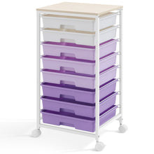 KK KINGRACK Storage Rolling Drawer Cart with 8 Drawers & Wooden Tabletop, Metal & Plastic, Purple（BZ830924-7）