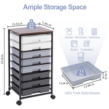 KK KINGRACK Storage Rolling Drawer Cart, Rolling Cart with 8 Drawers and Wooden Tabletop, Metal & Plastic, Gray（BZ830924-5）