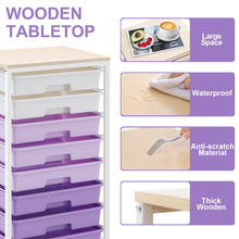 KK KINGRACK Storage Rolling Drawer Cart with 8 Drawers & Wooden Tabletop, Metal & Plastic, Purple（BZ830924-7）