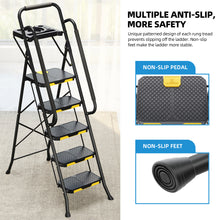 KK KINGRACK 6 Step Ladder, Metal Ladder with Tool Platform&Handrails, 800 lbs Capacity, Black（TZ2223-6D）