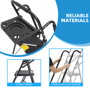 KK KINGRACK 6 Step Ladder, Metal Ladder with Tool Platform&Handrails, 800 lbs Capacity, Black（TZ2223-6D）
