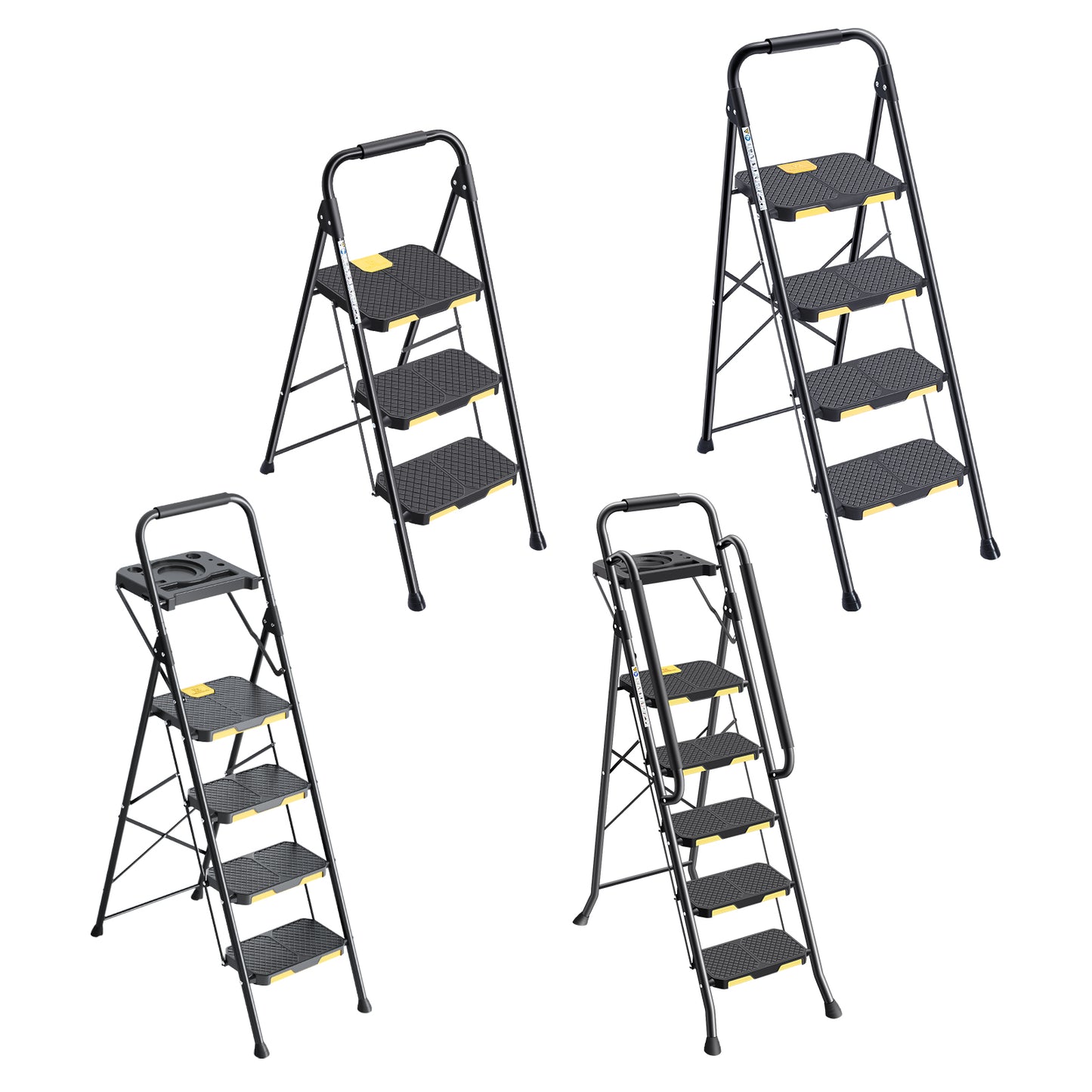 KK KINGRACK 6 Step Ladder, Metal Ladder with Tool Platform&Handrails, 800 lbs Capacity, Black（TZ2223-6D）