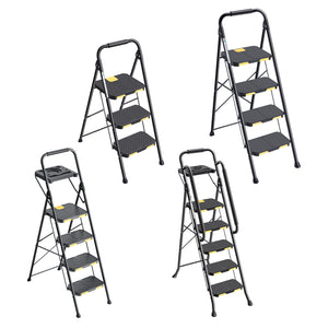 KK KINGRACK 6 Step Ladder, Metal Ladder with Tool Platform&Handrails, 800 lbs Capacity, Black（TZ2223-6D）