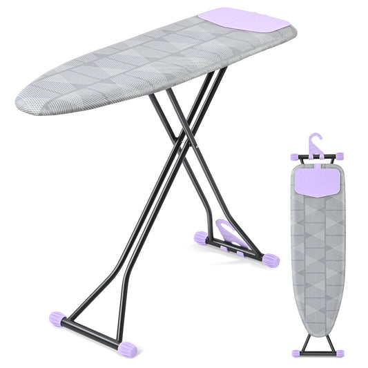 KINGRACK Ironing Board, Iron Board Full Size with Hanger & Rotating Nonslip Feet, 7 Level Height Adjustable, 43x13 in, Gray (RYP1343HT-19-28G)