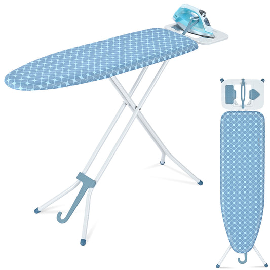 KK KINGRACK Ironing Board, Portable Iron Board with Hanger & Iron Rest, 7 Adjustable Heights, Blue, 43x13"(TYB1343H3-22B)
