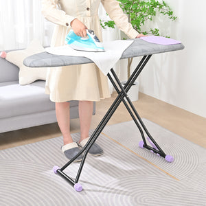 KINGRACK Ironing Board, Iron Board Full Size with Hanger & Rotating Nonslip Feet, 7 Level Height Adjustable, 43x13 in, Gray(RYP1343HT-19-28G)