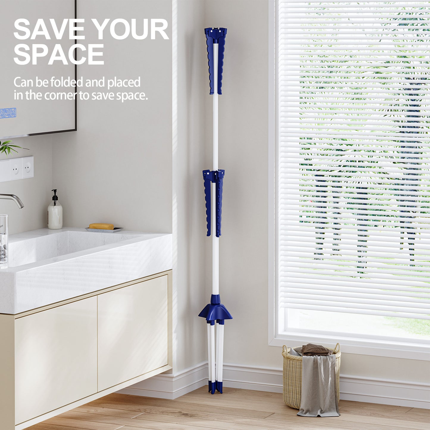 KK KINGRACK 2-Tier Clothes Drying Rack, 4-Legged Laundry Garment Rack with 6 Arms for Hangers, Blue (126301A-Blue)