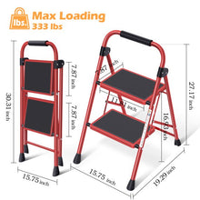 KK KINGRACK 2 Step Stool, Folding Step Ladder, Non-Slip feet, for Home, Office, 330lbs Capacity, White (WM-US-WK2207B-R-W)