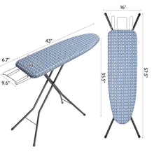 TOOLF Ironing Board, Iron Board with Heat Resistant Cover & Iron Rest, 7 Height Adjustable, 43x13 in, Blue (P1343H-22B)