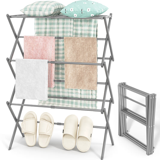 KK KINGRACK Clothes Drying Rack, Expandable & Collapsible Steel Laundry Drying Racks, Gray (121501-Gray)