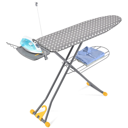 TOOLF Ironing Board, Iron Board with Hanger & Iron Rest, 7 Adjustable Heights, 43x13", Gray（QP1343HT2-Y）