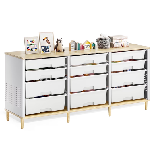 BEHERZT Sideboard Storage Cabinet with 12 Drawers , for 32-45'' TV Stand , Fluted Modern Buffet Cabinet for Living Room, Bedroom , School