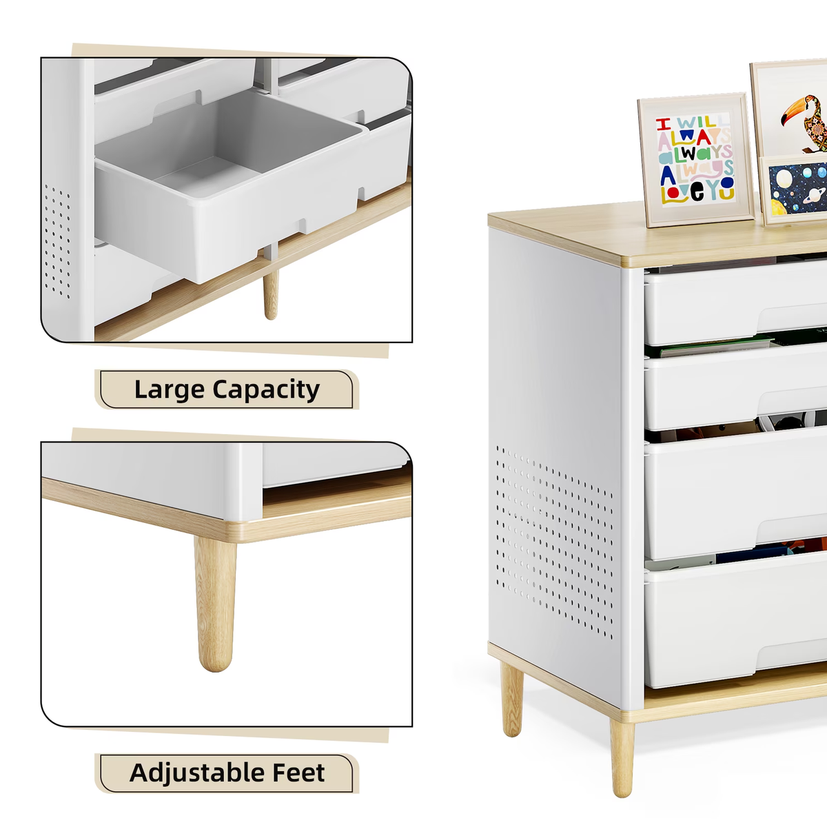 BEHERZT Sideboard Storage Cabinet with 12 Drawers , for 32-45'' TV Stand , Fluted Modern Buffet Cabinet for Living Room, Bedroom , School