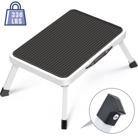 Kingrack Folding Step Stool for Adults, Non-Slip One Step Ladder, Collapsible Stool, Lightweight Foot Stool Up to 330 lbs (2501C)