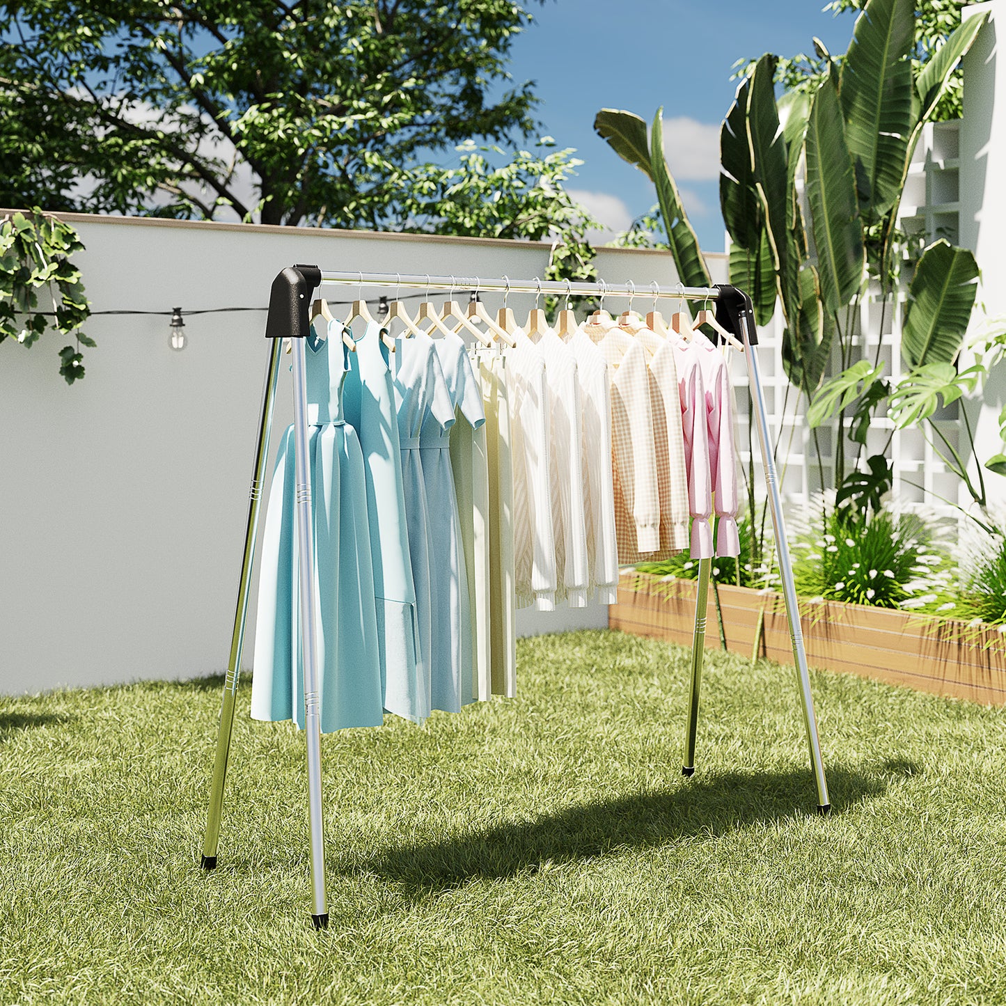 KK KINGRACK Clothes Drying Rack, Foldable Clothing Rack, Garment Rack for Indoor Outdoor, Stainless Steel（153806）