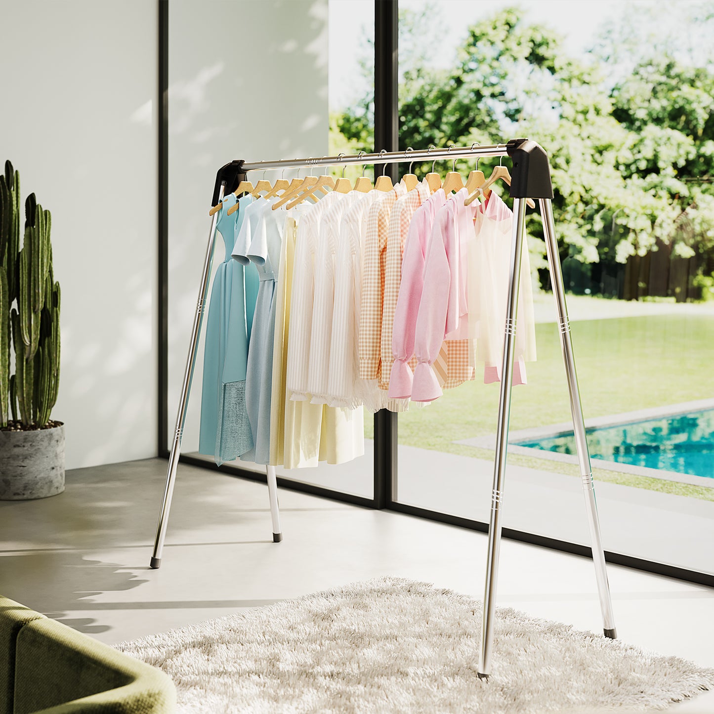 KK KINGRACK Clothes Drying Rack, Foldable Clothing Rack, Garment Rack for Indoor Outdoor, Stainless Steel（153806）