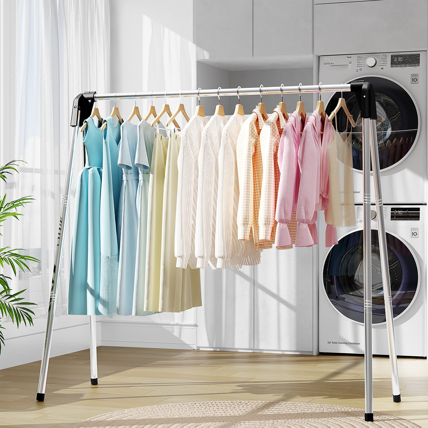 KK KINGRACK Clothes Drying Rack, Foldable Clothing Rack, Garment Rack for Indoor Outdoor, Stainless Steel（153806）