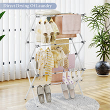 KK KINGRACK Clothes Drying Rack, 3-Tier Collapsible Steel Laundry Rack, Expandable Clothes Dryer, White, 35.43 in