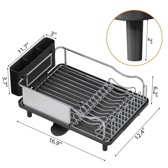 KK KINGRACK Dish Drying Rack, Large Capacity 304 Stainless Steel Dish Rack for Kitchen, Black