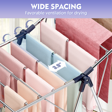 Clothes Drying Rack, KK KINGRACK Foldable Drying Rack with 2 Gullwings & Height-Adjustable, Large-Capacity Laundry Drying Rack, Indoor Outdoor, Stainless Steel（158206）