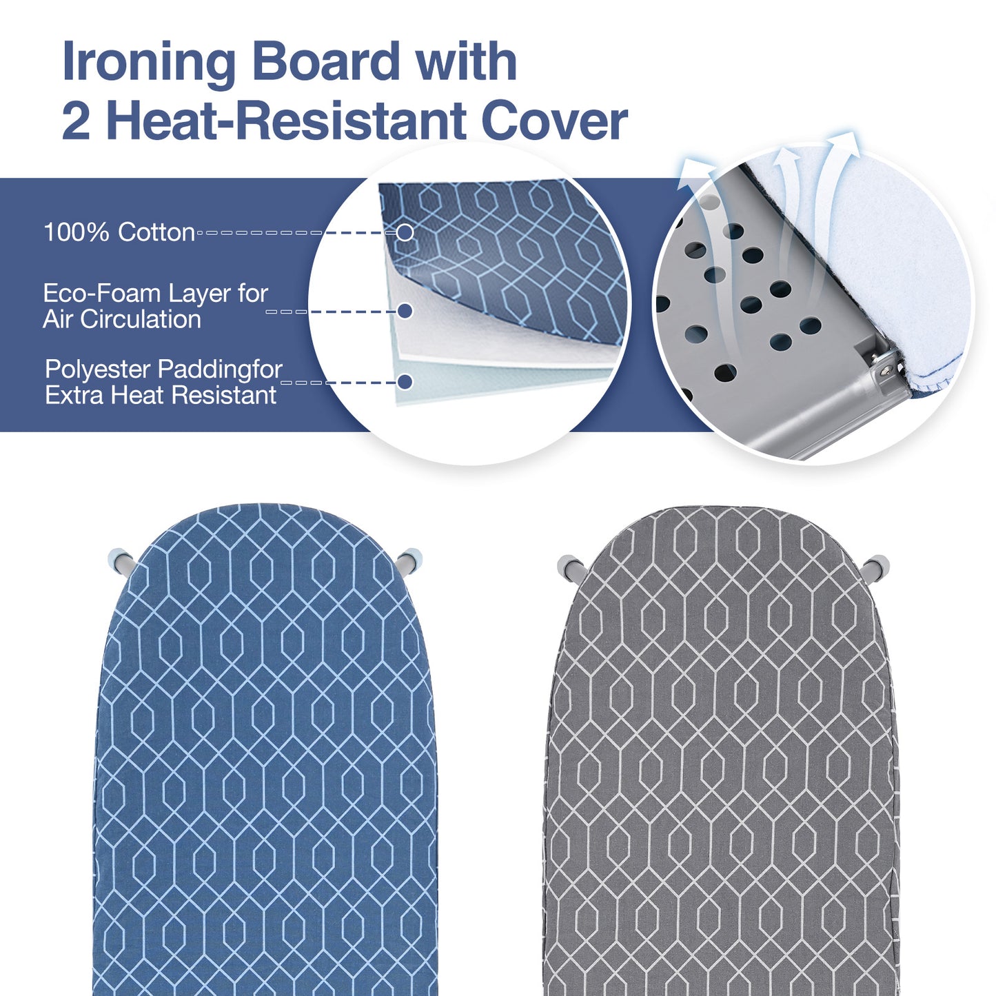 KK KINGRACK Ironing Board, Small Tabletop Ironing Board with Iron Holder, Foldable&Space-Saving, Blue＋Gray (P1232D5-16)
