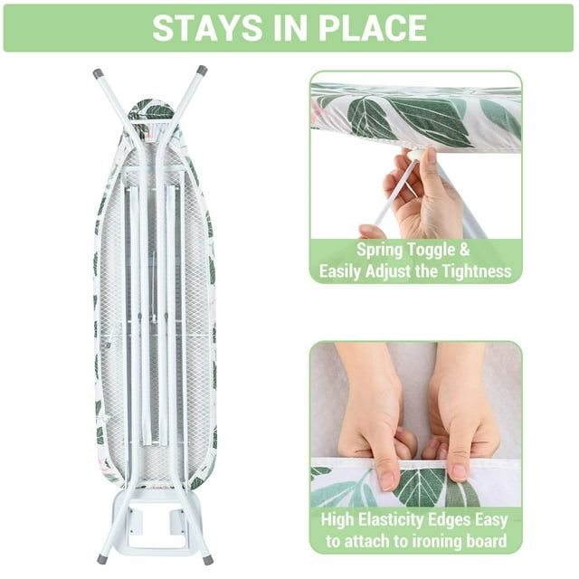 KK KINGRACK Ironing Board Cover with Spring Toggle, Heat Resistant, Elasticized Edge 13"x43", Printed Blue Brushstrokes, 1343-1999-Green