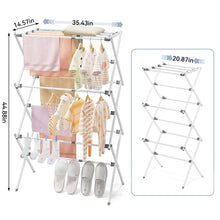 KK KINGRACK Clothes Drying Rack, 3-Tier Collapsible Steel Laundry Rack, Expandable Clothes Dryer, White, 35.43 in
