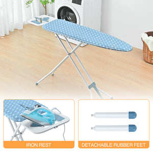 KK KINGRACK Ironing Board, Portable Iron Board with Hanger & Iron Rest, 7 Adjustable Heights, Blue, 43x13"(TYB1343H3-22B)