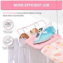 TOOLF Ironing Board, Multi-use Iron Board with Hanger & Iron Rest, 7 Adjustable Heights, 43x13", Pink (QP1343HT2-P)