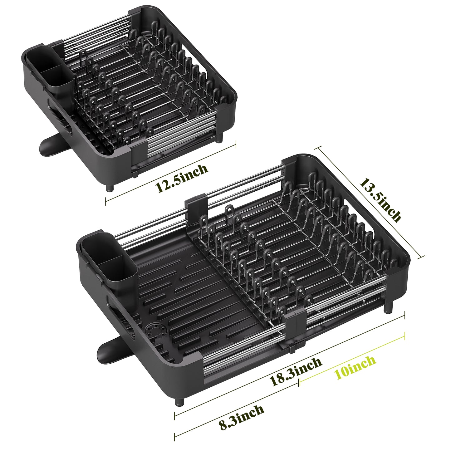 Dish Drying Rack, Kingrack Extendable Dish Rack for Kitchen Counter, Foldable Stainless Steel Space-Saving Dish Drainer,WK810172-20