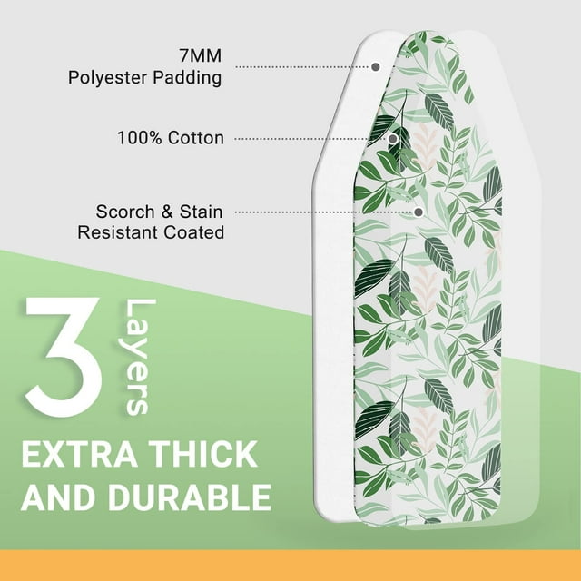 KK KINGRACK Ironing Board Cover with Spring Toggle, Heat Resistant, Elasticized Edge 13"x43", Printed Blue Brushstrokes, 1343-1999-Green