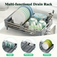 Kingrack Extendable Dish Rack, Dual Part Dish Drainers with Non-Scratch and Movable Cutlery Drainer and Drainage Spout, WK810172-6
