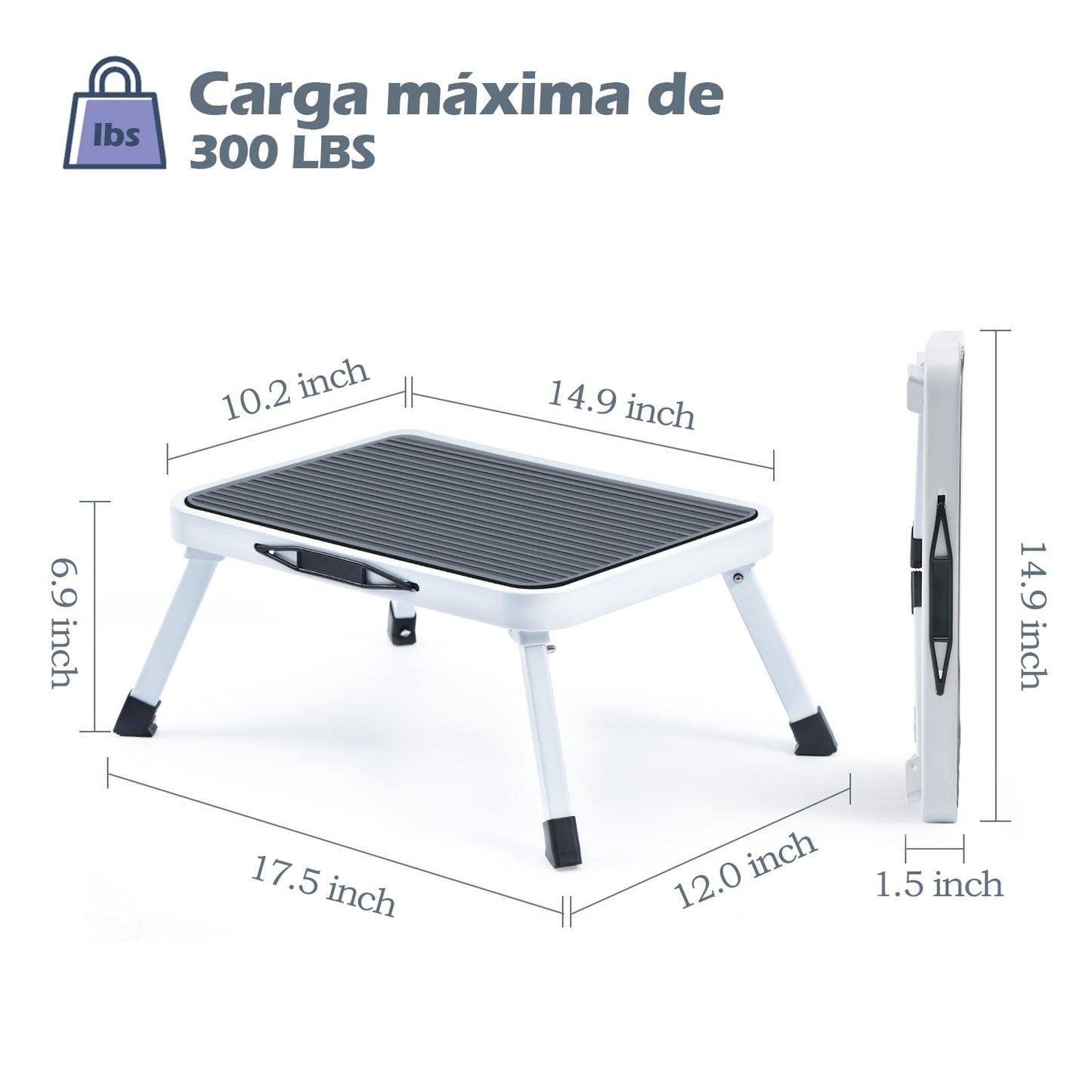 Kingrack Folding Step Stool for Adults, Non-Slip One Step Ladder, Collapsible Stool, Lightweight Foot Stool Up to 330 lbs