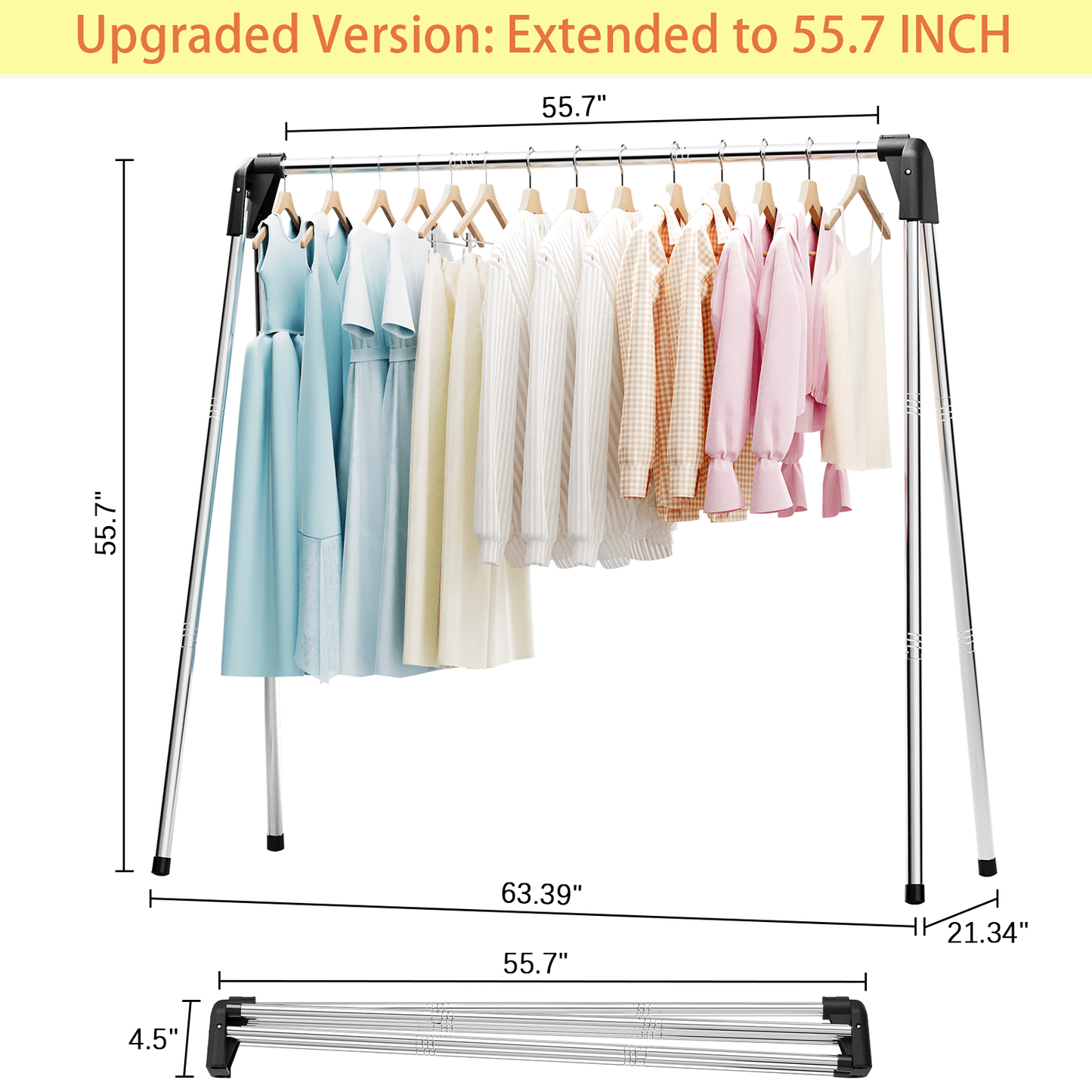 KK KINGRACK Clothes Drying Rack, Foldable Clothing Rack, Garment Rack for Indoor Outdoor, Stainless Steel（153806-B）