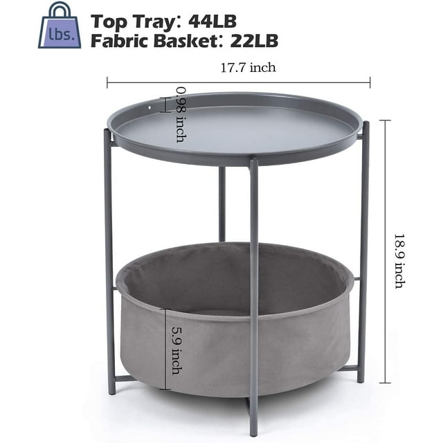 KK KINGRACK Side Table, Metal End Table, Coffee Table,WK131033-DKGY