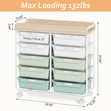 Rolling Storage Cart with 10 Drawers, KK KINGRACK Drawer Cart with Sturdy Frame for Craft Office School Storage, Green (BZ831234-1G)