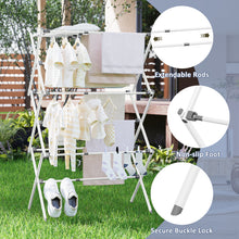 KK KINGRACK Clothes Drying Rack, 3-Tier Collapsible Steel Laundry Rack, Expandable Clothes Dryer, White, 35.43 in