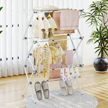 KK KINGRACK Clothes Drying Rack, 3-Tier Collapsible Steel Laundry Rack, Expandable Clothes Dryer, White, 35.43 in