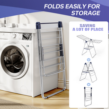 Clothes Drying Rack, KK KINGRACK Foldable Drying Rack with 2 Gullwings & Height-Adjustable, Large-Capacity Laundry Drying Rack, Indoor Outdoor, Stainless Steel（158206）