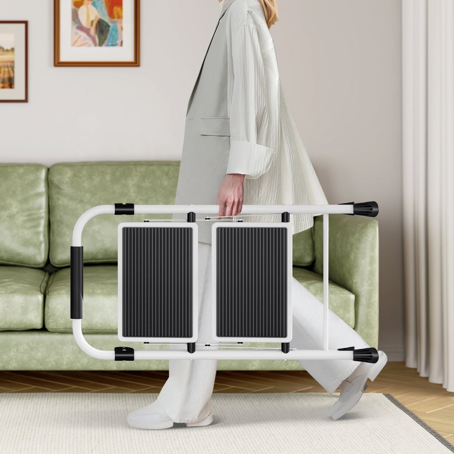Kingrack 2 Step Ladder, Folding Step Stools for Adults , Anti-Slip Wide Pedal, 330lb for Home & Workplace
