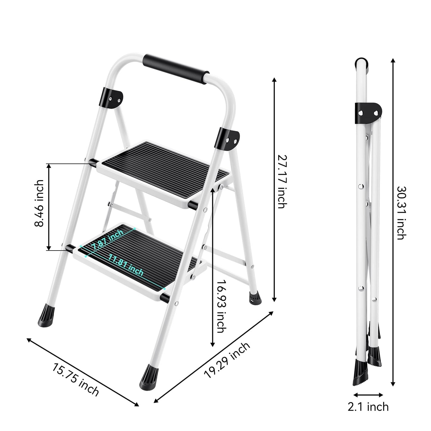 Kingrack 2 Step Ladder, Folding Step Stools for Adults , Anti-Slip Wide Pedal, 330lb for Home & Workplace
